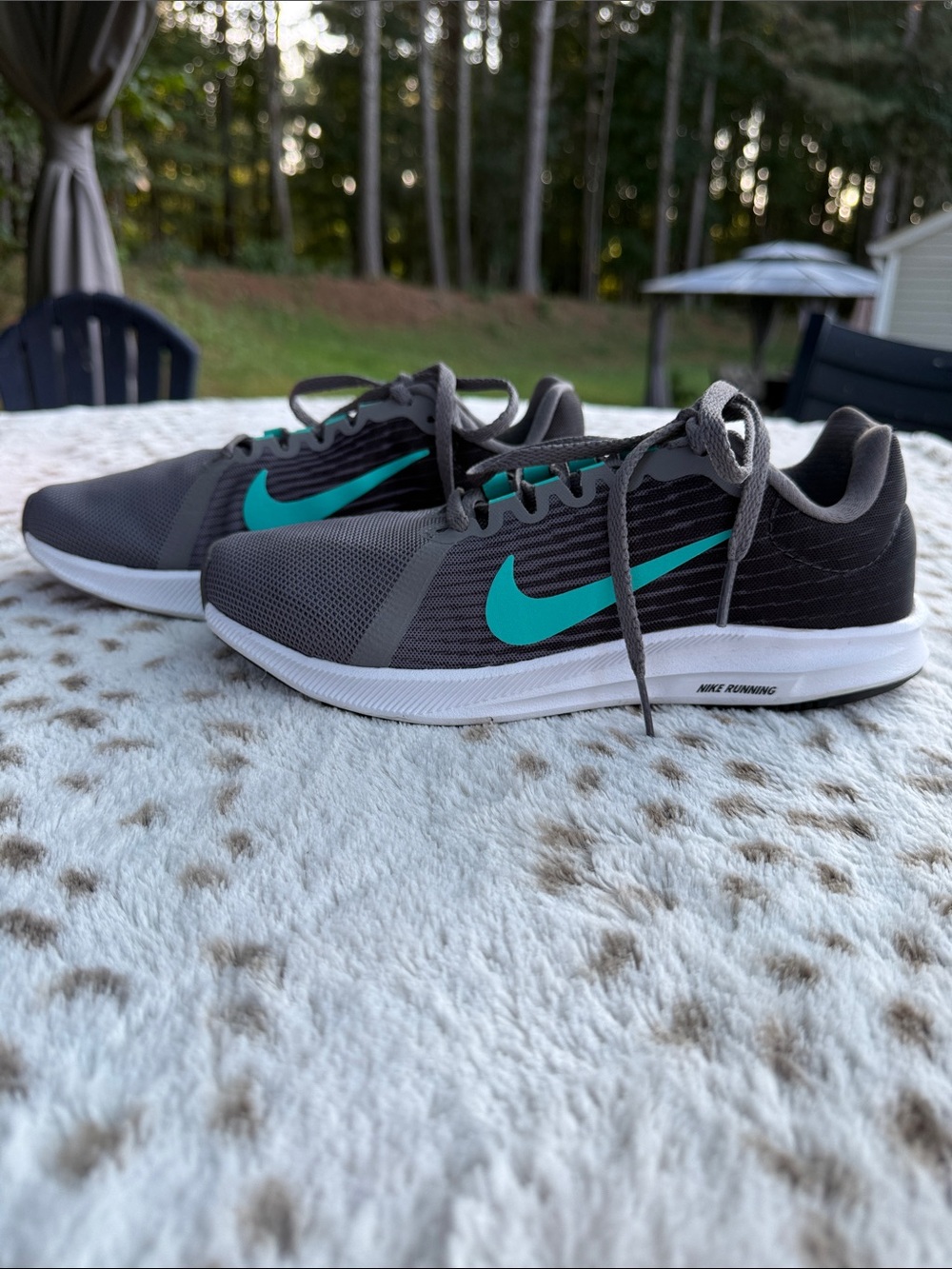 Nike Women’s Downshifter 8 Running Shoes, Gray with Teal Swoosh, Sz 6.5